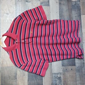 Lauren Ralph Lauren Red Blue and White Striped Polo Shirt sz Lg Men